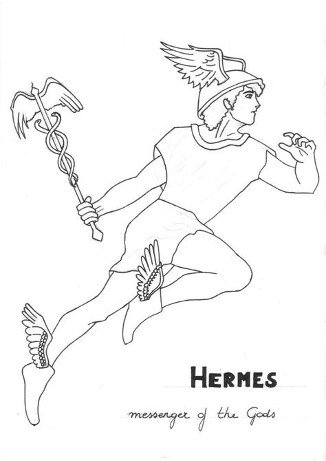 hermes coloring page|hermes greek god drawing.